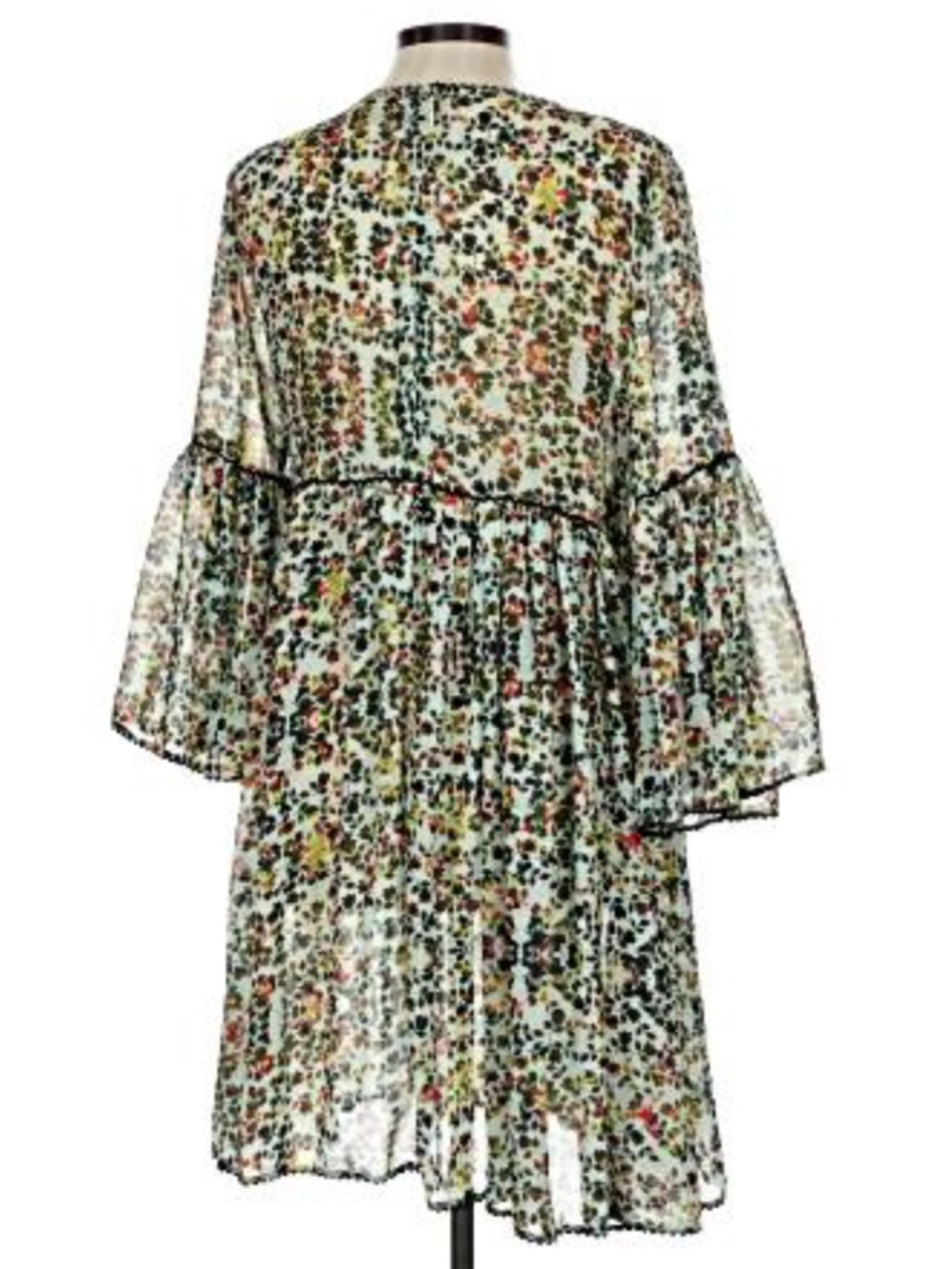Bhanu by Jyoti Floral Sheer Dress Bell Sleeve Boho Romantic Size 10 - Picture 5 of 10